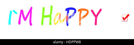 Words I`m happy written in photoshop on white background Stock Photo